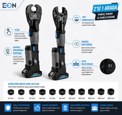 Zupper PZ-2430C Şarjlı Pabuç Sıkma ve Kablo Kesme Pensesi Kullanımı